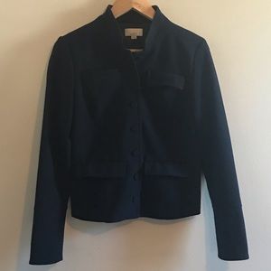 Navy Collarless Blazer Loft